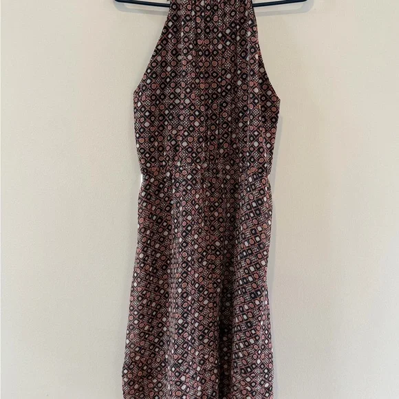 LOFT Pink Geometric Halter Midi Dress With Layering Materials Size 6 - Picture 2 of 5